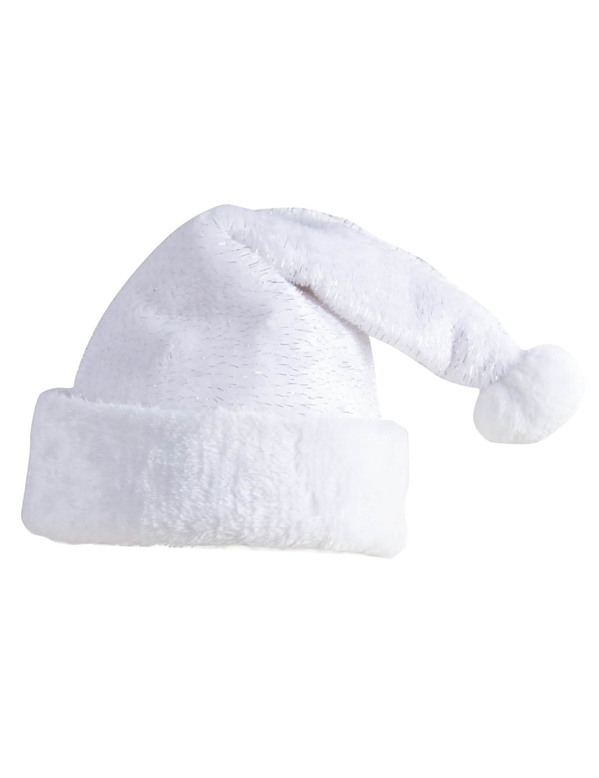 Vue de profil du bonnet de Père Noël pour enfant blanc et argent