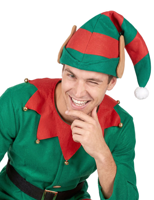 Santa Claus lutin kapota pruhovaná s uši dospelými