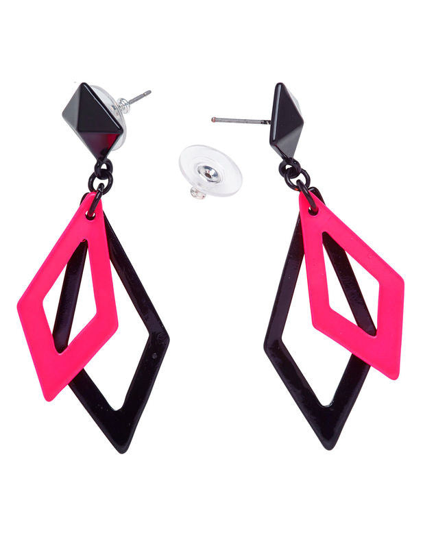 Dámske čierne a ružové diamantové náušnice