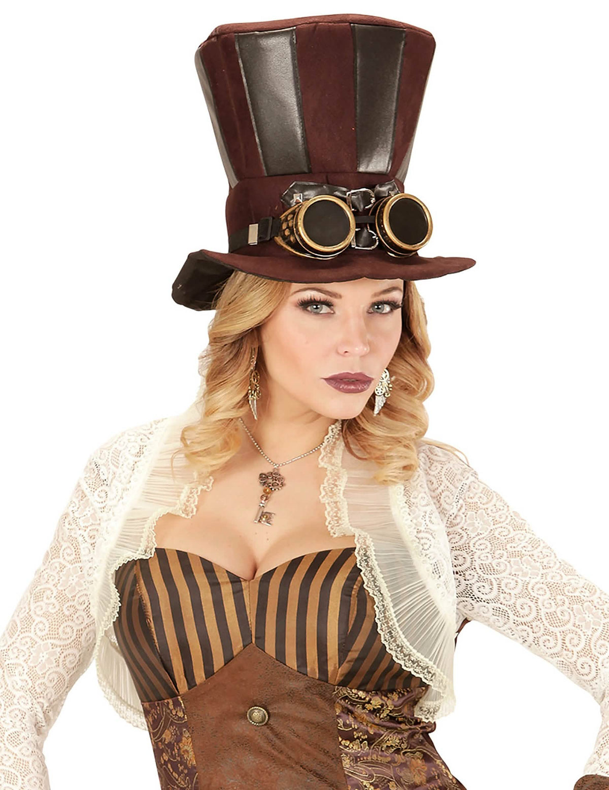 Portrét spredu náušníc s ozubenými kolieskami a perím steampunk pre dospelý