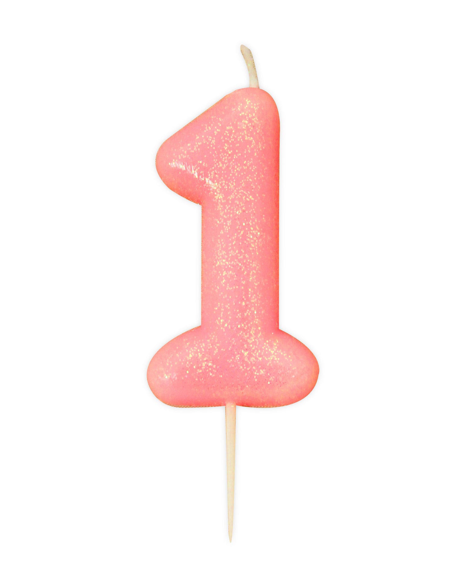 Svietnik číslo 1 ružový dúhový 9 cm s trblietkami