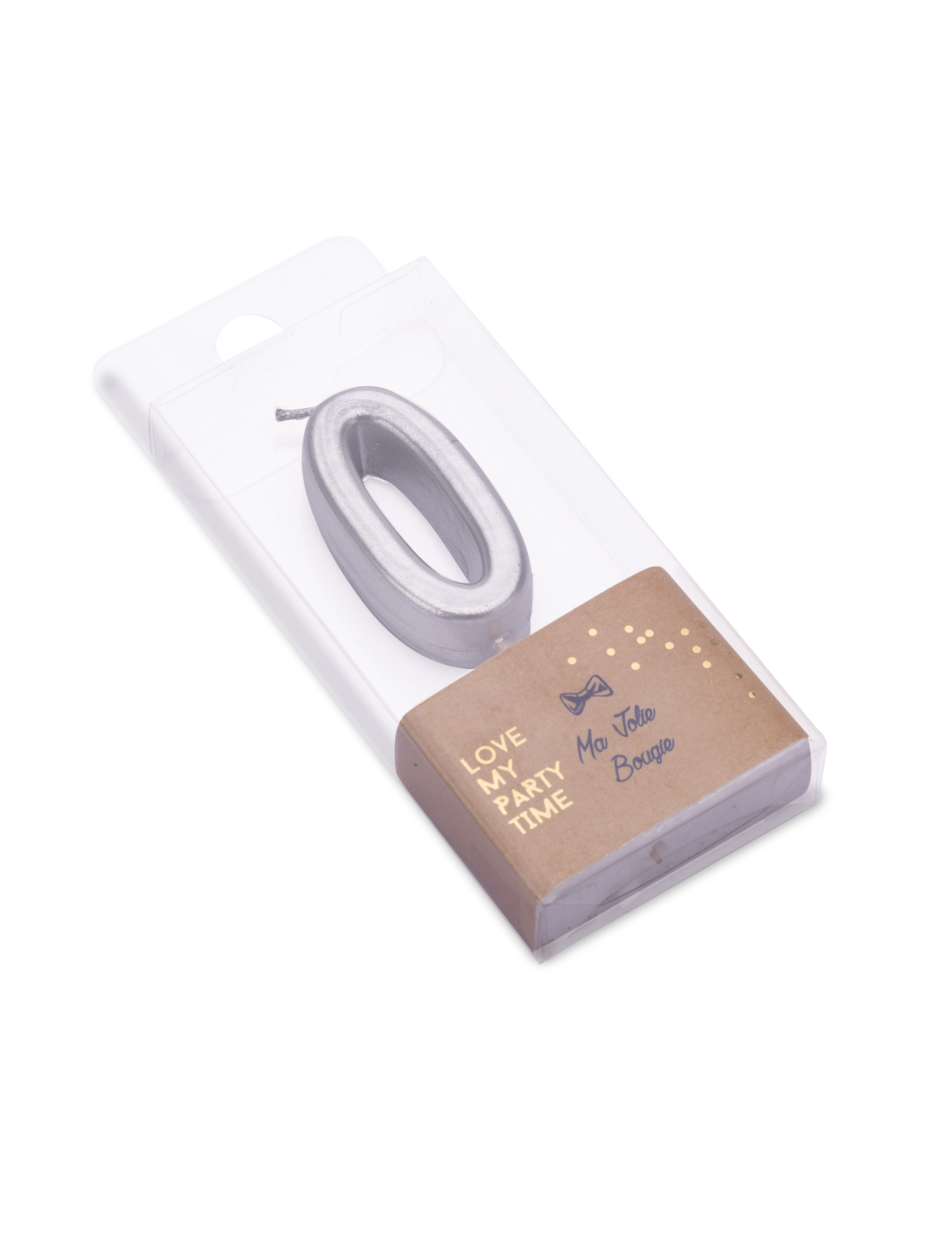 Strieborná metalická narodeninová sviečka s číslom 0 4.3 cm na výber torty