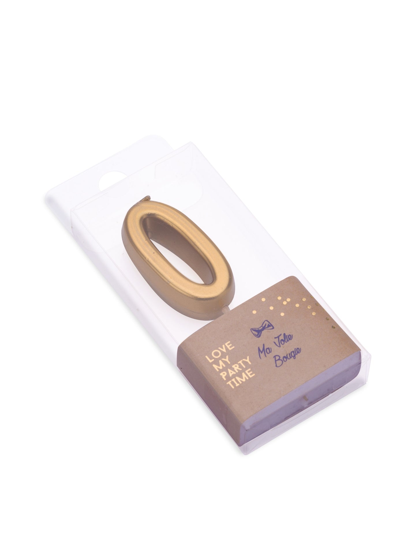 Metalická zlatá narodeninová sviečka s číslom 0 4.3 cm so špičkou