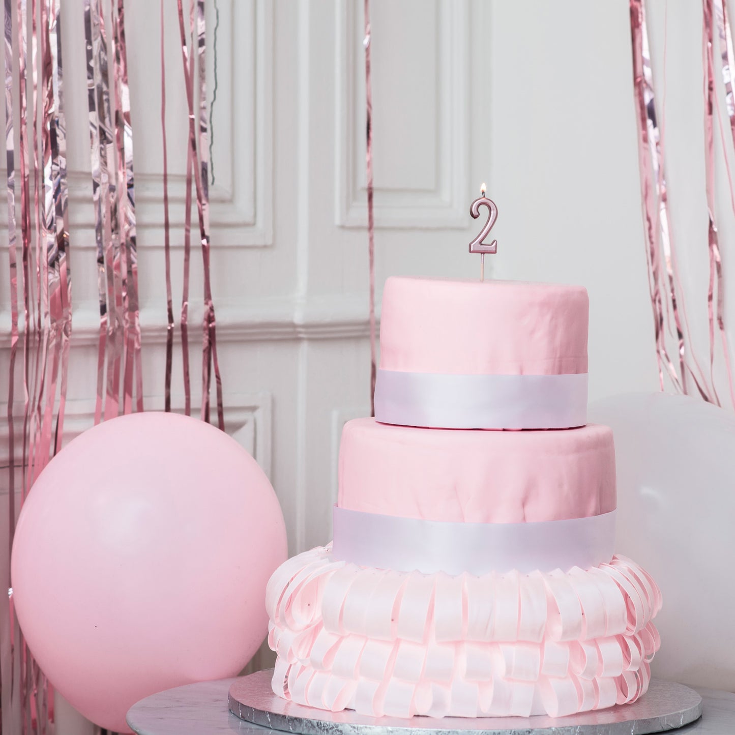 Narodeninová sviečka číslo 2 z ružového zlata 4.3 cm so špičkou