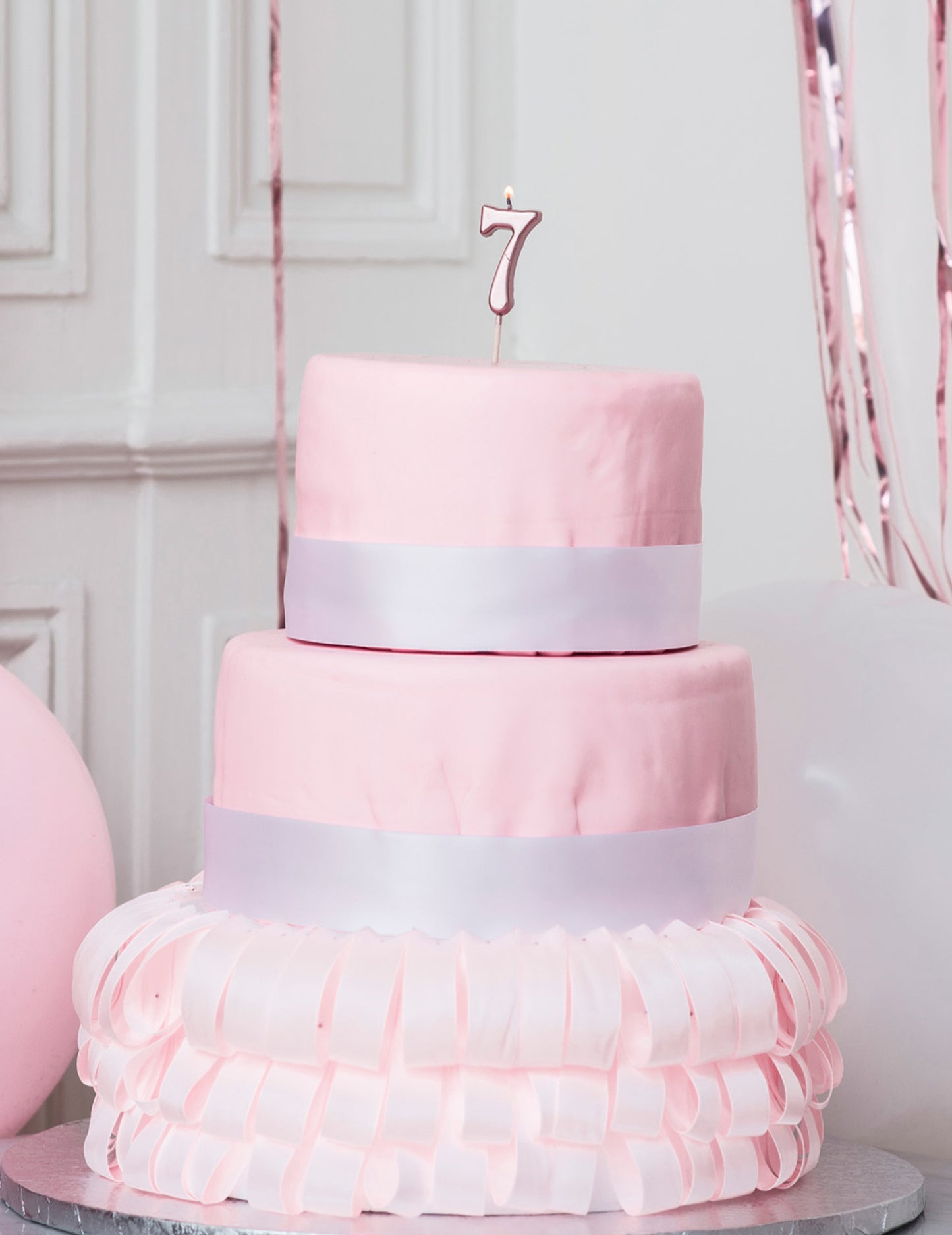 Narodeninová sviečka číslo 7 z ružového zlata 4,3 cm kovový