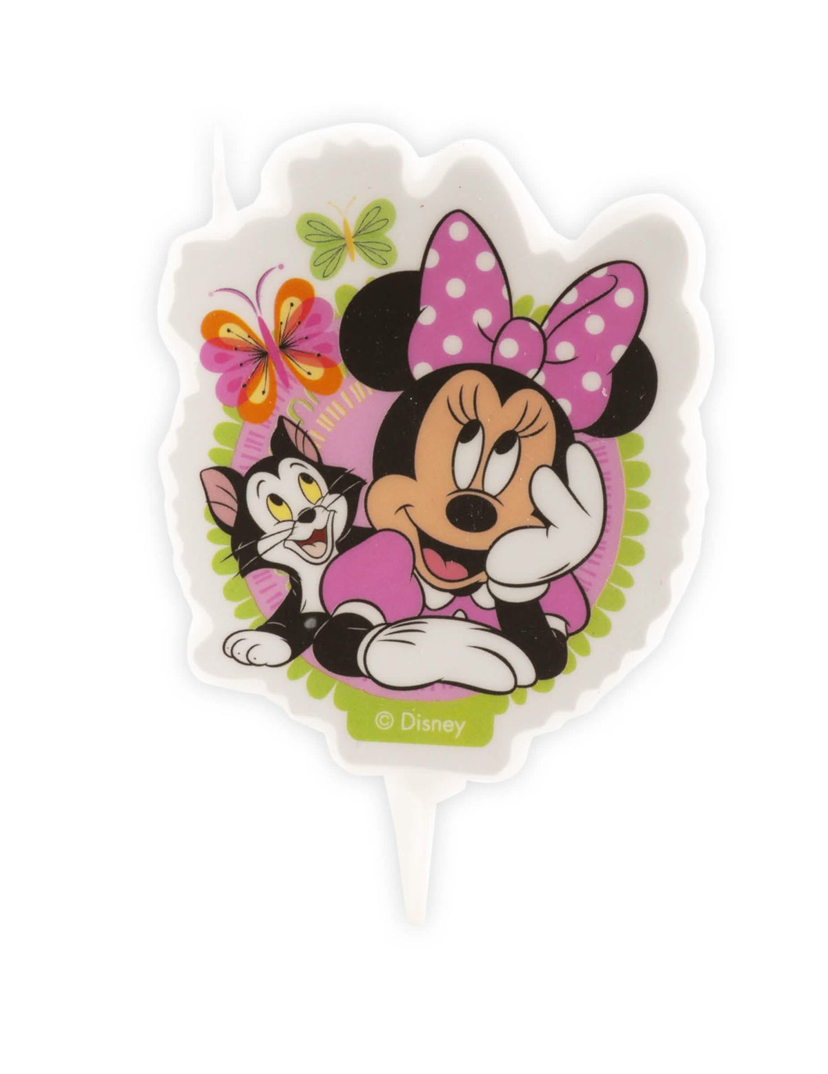 Narodeninová sviečka Minnie ružová s mačky Figaro a motýle