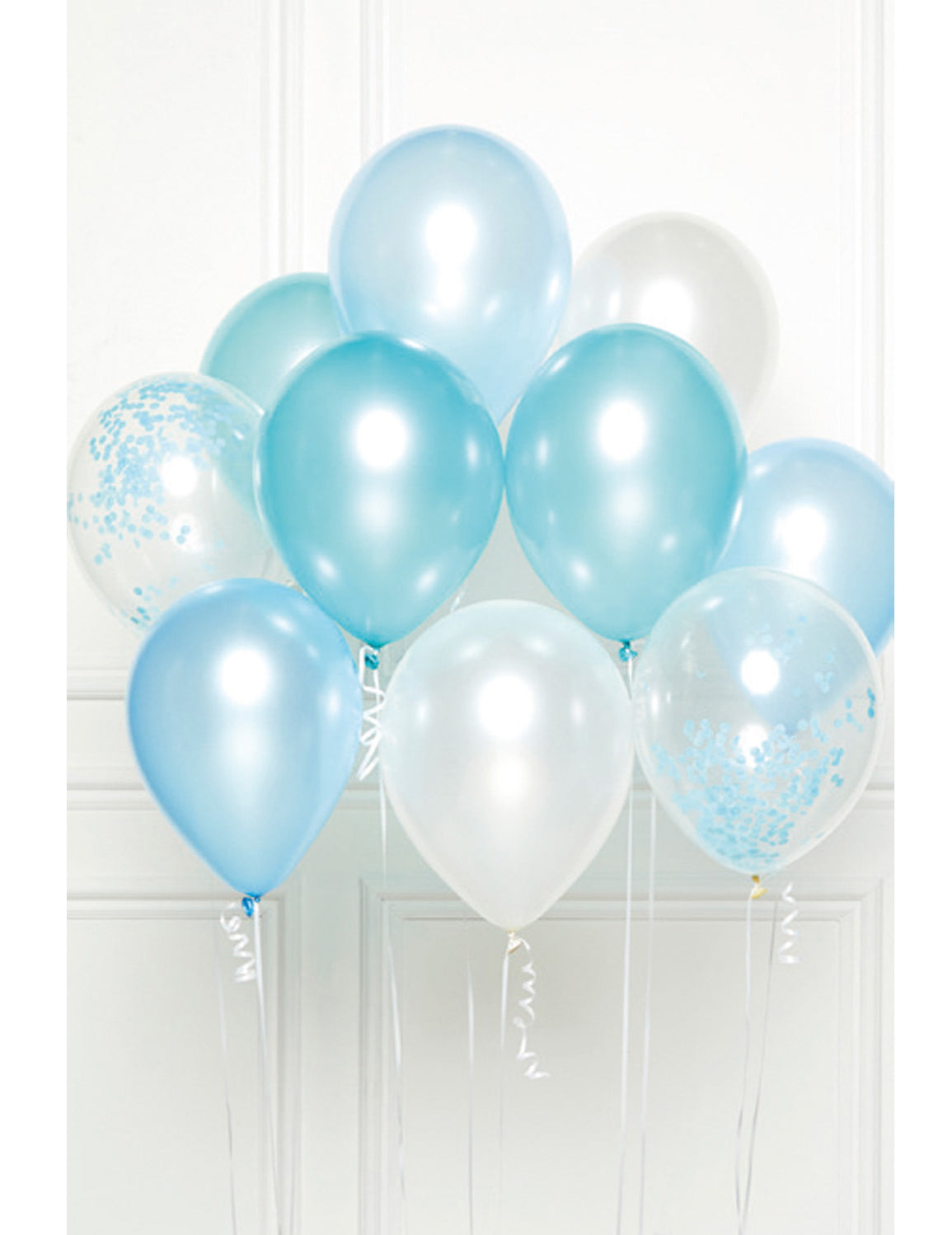 Kytica 10 modrých latexových balónov 27 cm s konfetami