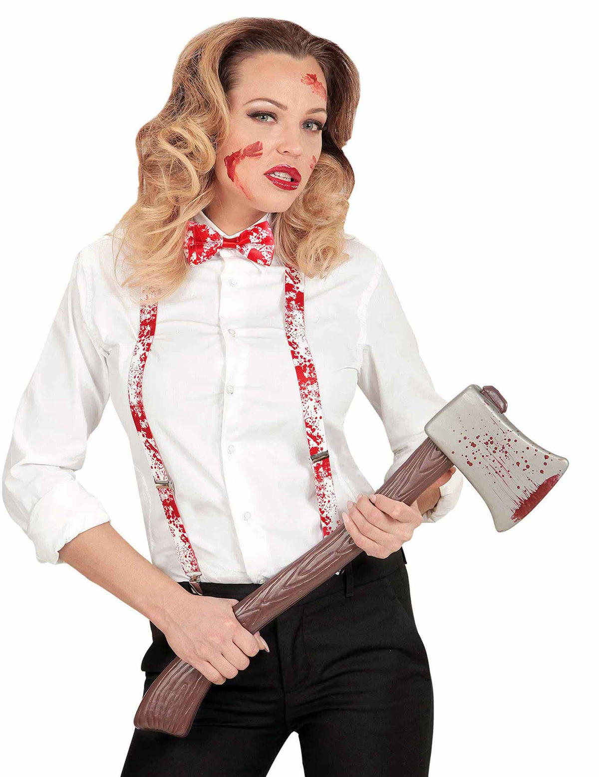 Pohľad spredu na nosenítraky a zakrvavený motýlik halloween