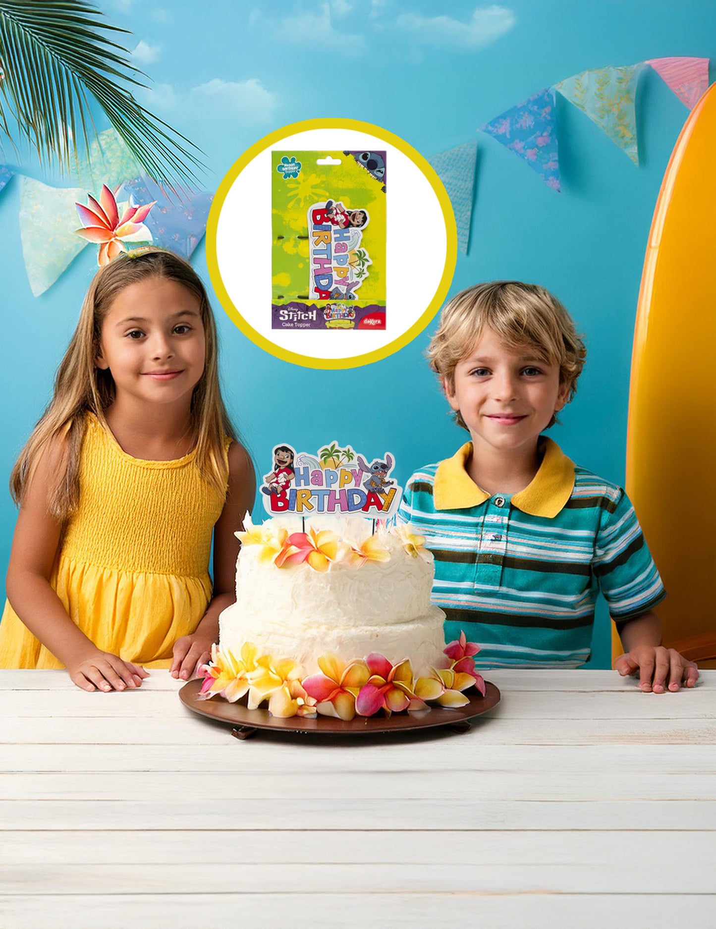 Ozdoba na tortu Happy Birthday Stitch™ 17,5 cm