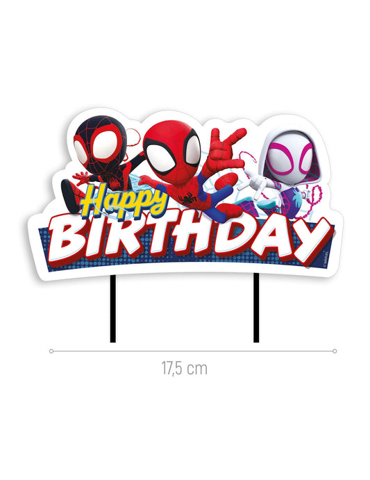 Schéma des dimensions du cake topper Spidey et ses amis