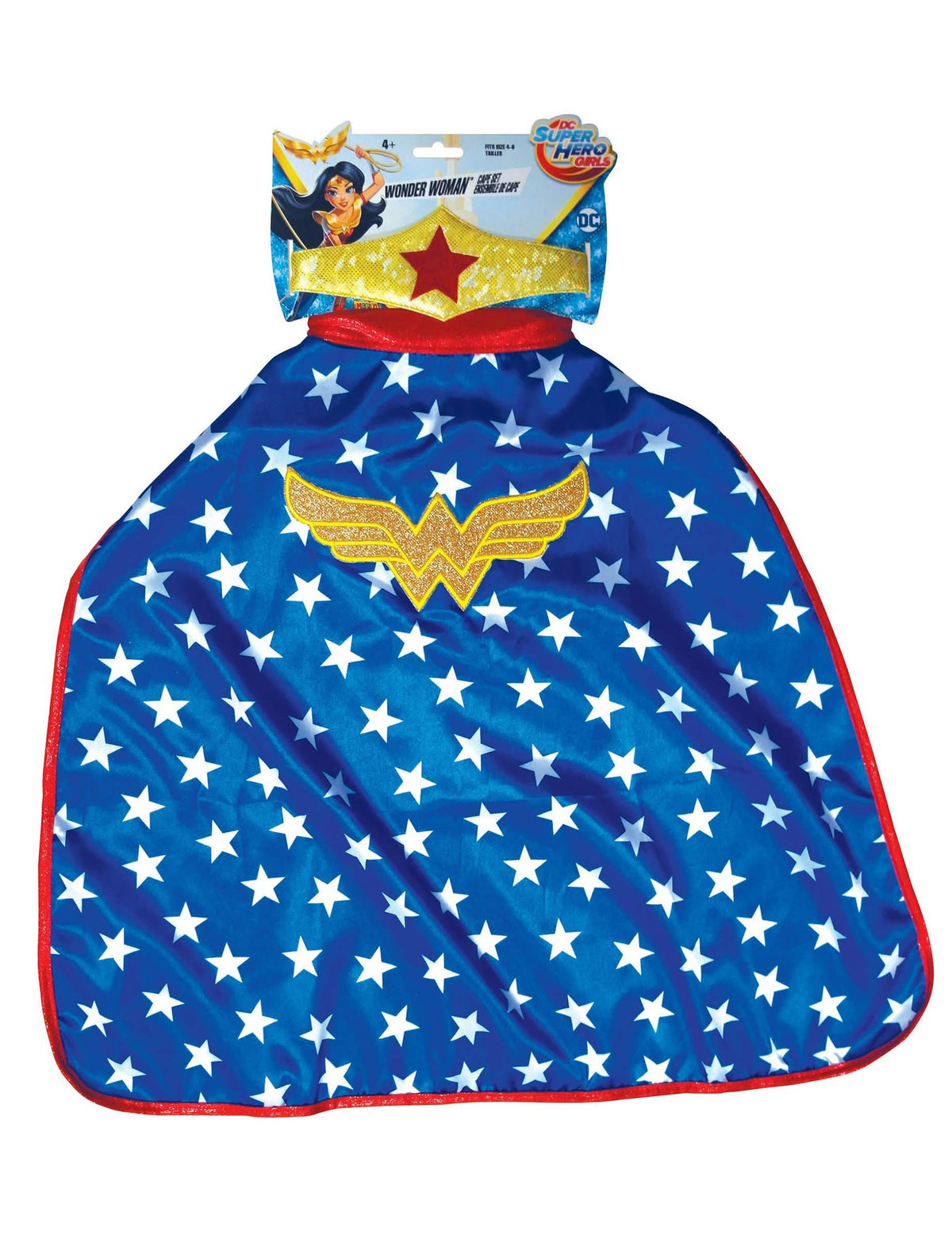 Plošný pohľad na plášť a tiaru Wonder Woman Super Hero Girls