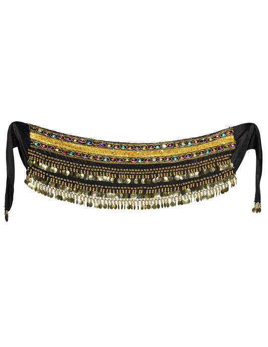 Vue de face à plat de la ceinture de danseuse orientale