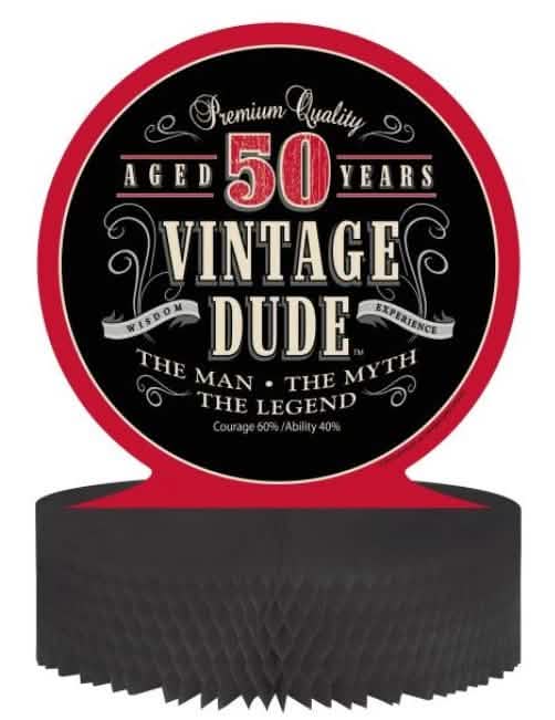 Papierová stolová dekorácia z včelieho papiera narodeniny Vintage 50 rokov pre muž čierna a červená Vintage Dude