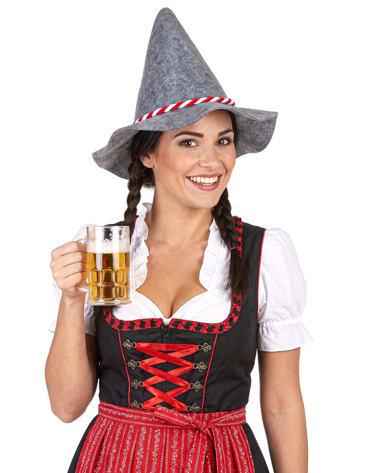 Dospelý bavorský klobúk s červenou a bielym káblom