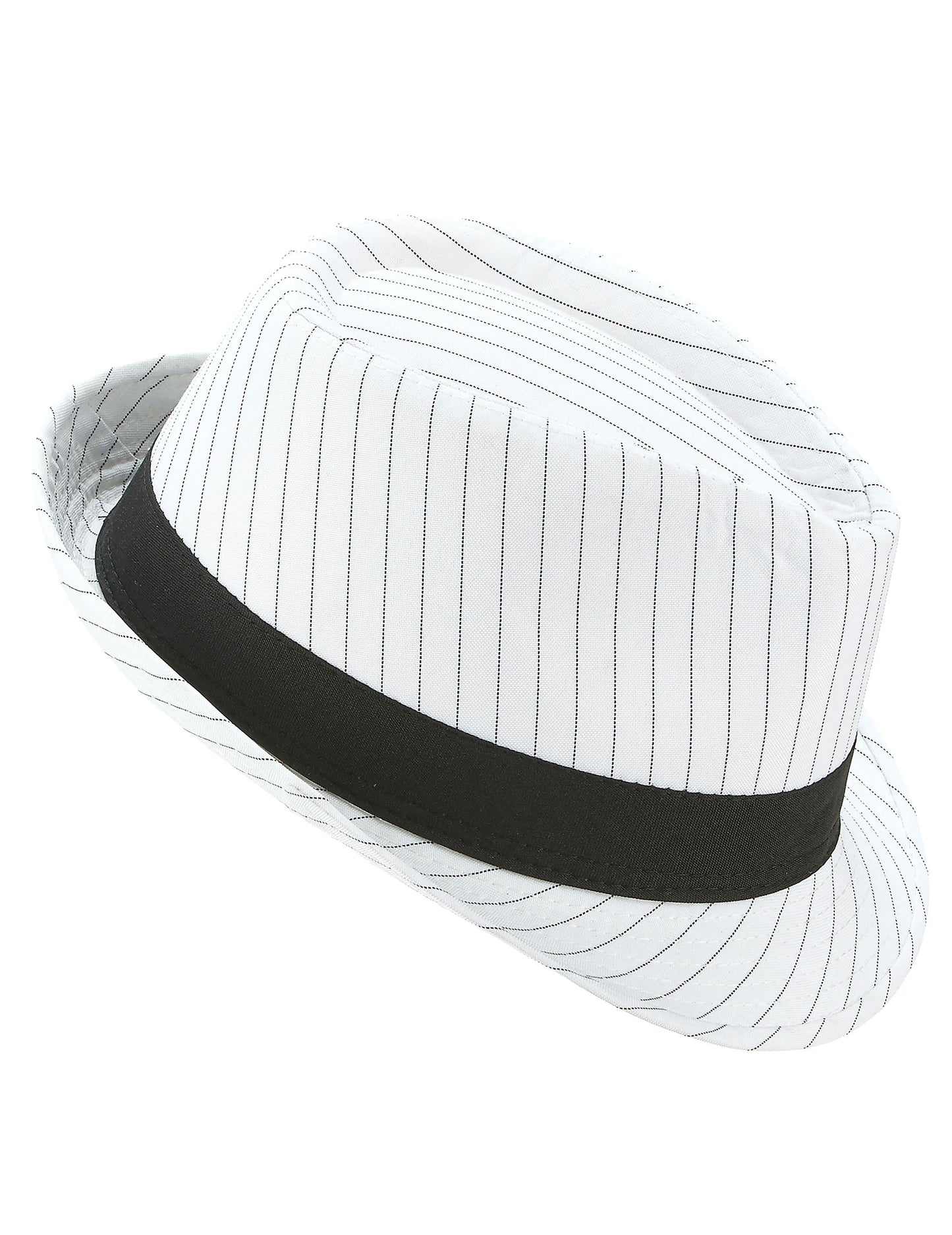 Chapeau borsalino blanc à rayures noires