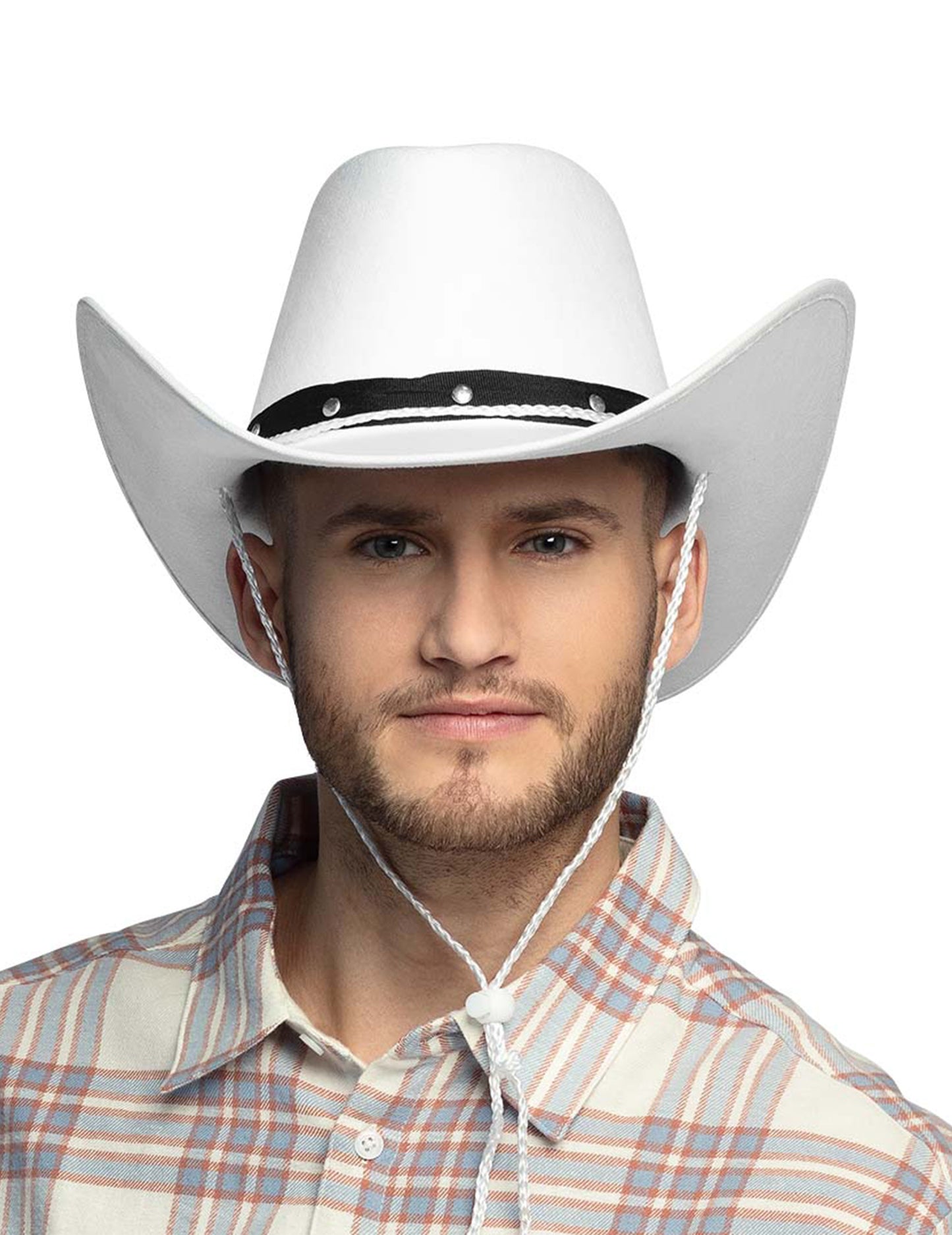 Biely a čierny kovbojský klobúk dospelých