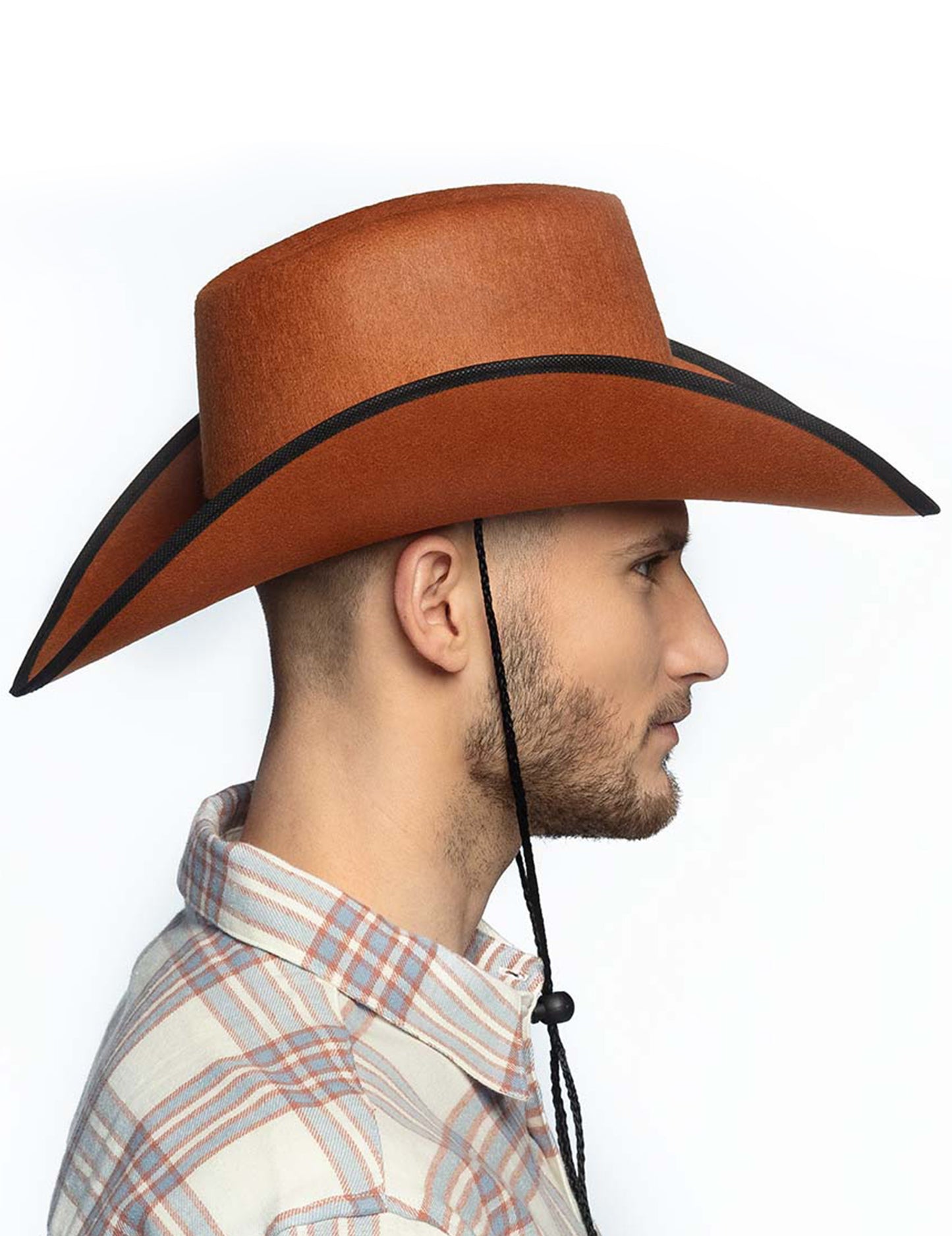 Hnedý kovbojský klobúk s čiernymi okrajmi dospelých