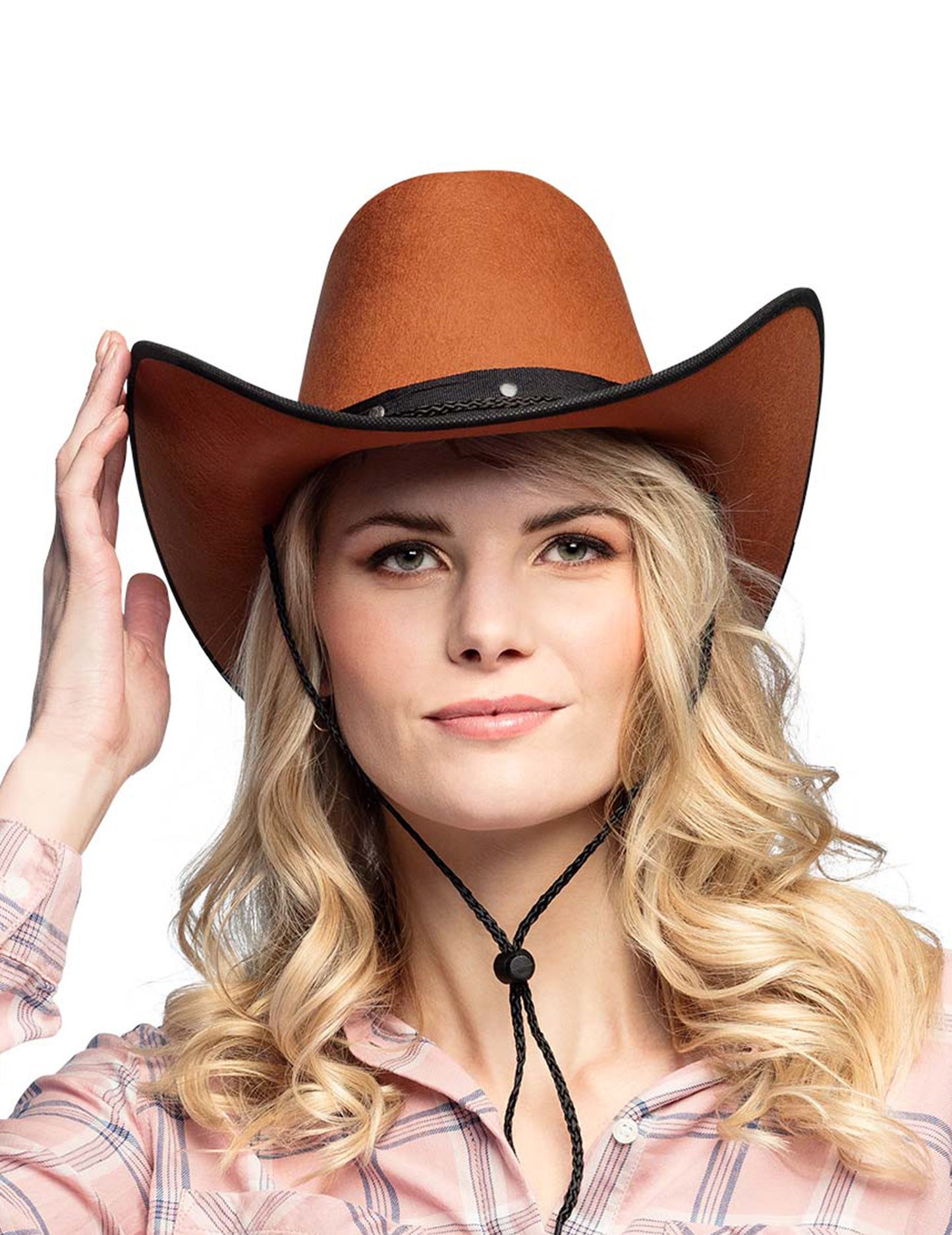 Hnedý kovbojský klobúk s čiernymi okrajmi dospelých