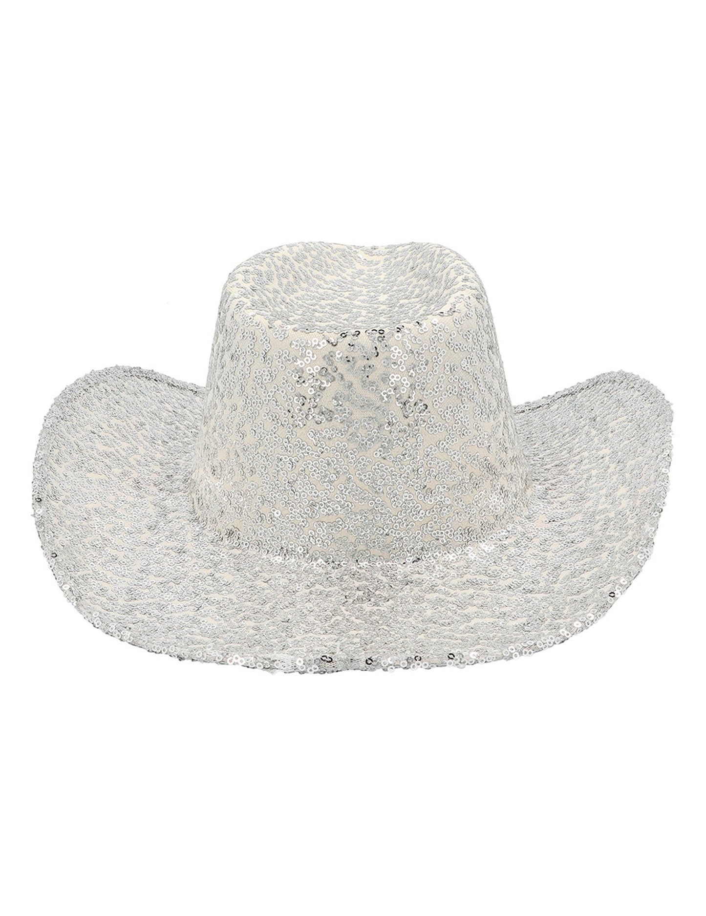 Strieborný flitrovaný kovbojský klobúk pre dospelých