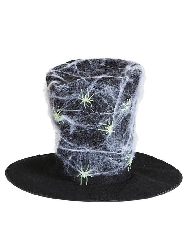 Klobúk s klobúkom s dospelými halloweenskými pavúkami