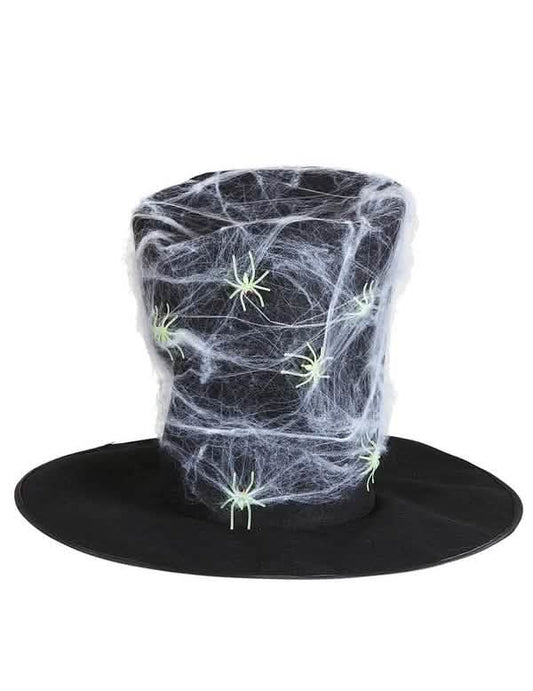 Gros plan sur la toile et les araignées du chapeau haut de forme toile avec araignées