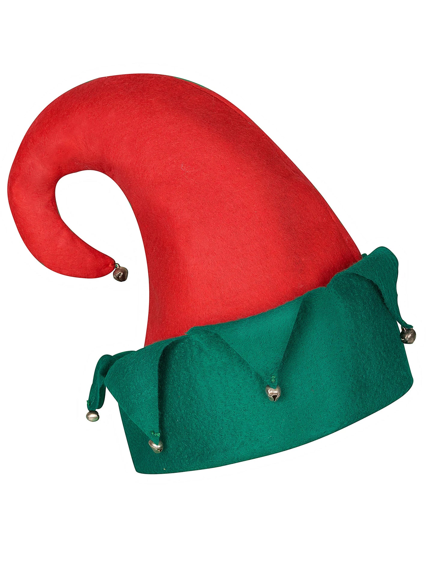 Détail des grelots et de la pointe recourbée du chapeau lutin avec grelots Noël