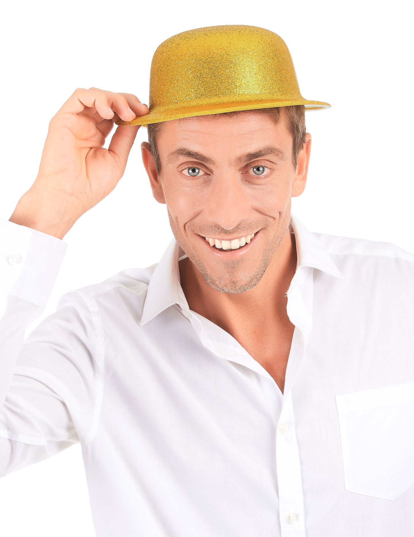 Zlatý trblietavý plastový klobúk dospelý