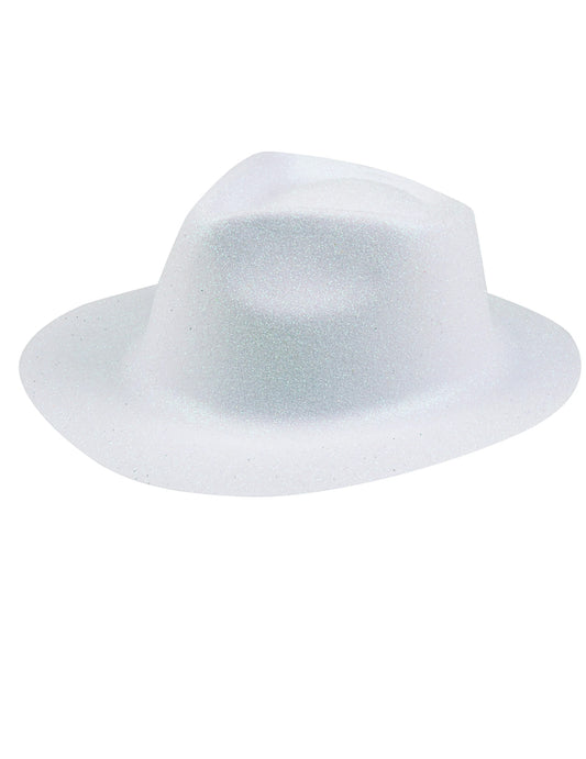 Vue de profil du chapeau pailleté pour adulte blanc