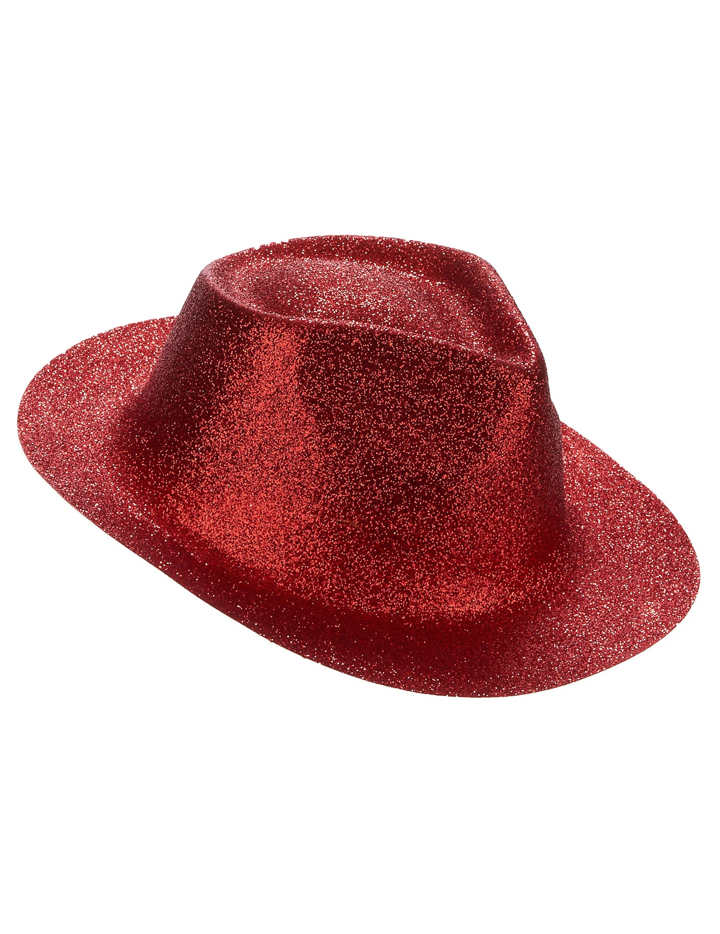 Vue de profil du chapeau pailleté pour adulte rouge