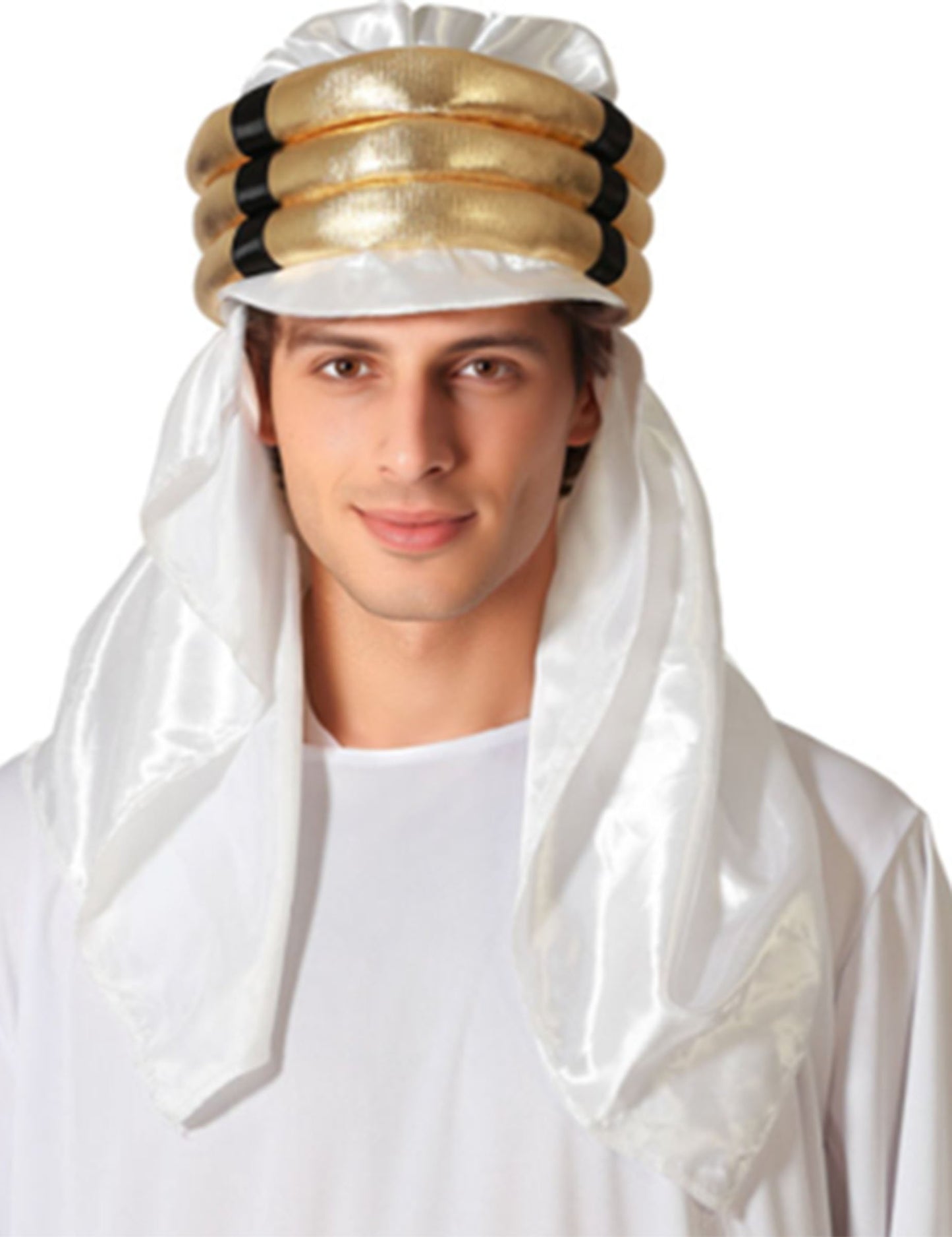 Biely a zlatý dospelý arabský klobúk