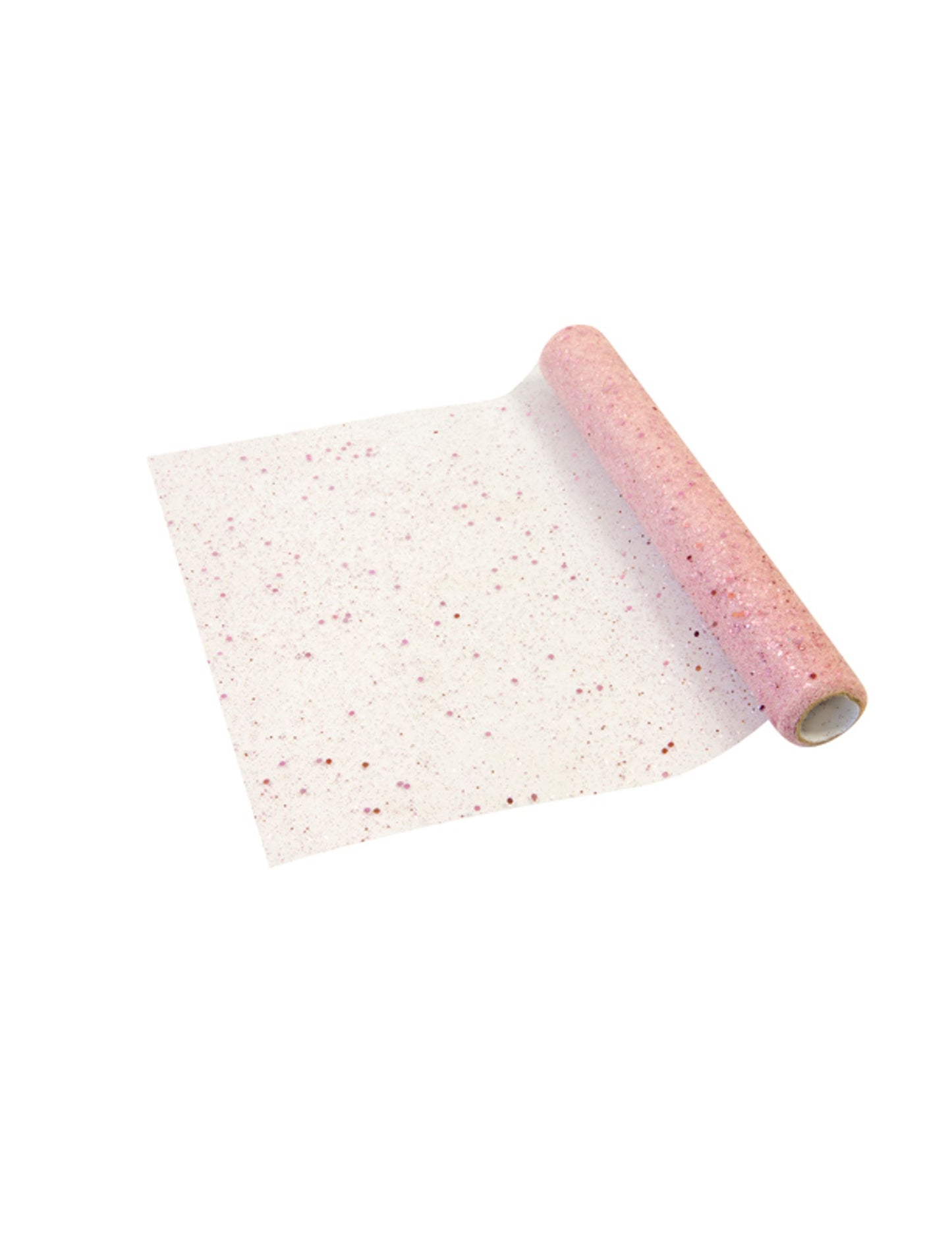 Ružový tylový behúň s ružovo-zlatými flitrami 28 cm x 5 m párty dekorácia