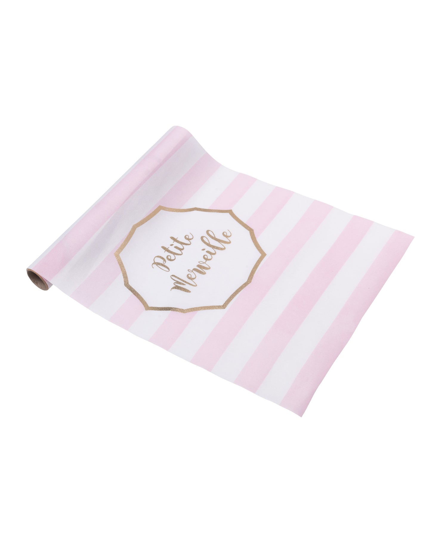 Small marvel pruhovaný látkový prestierací stôl v ružovo-zlatom prevedení 28 cm x 5 m