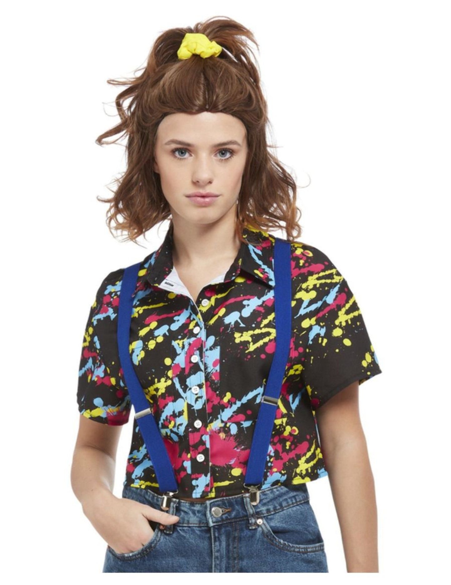 Čierne 90. tričko vytlačené stopy viacfarebnej farby