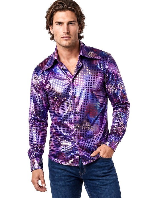 Vue de face de la chemise disco pour homme