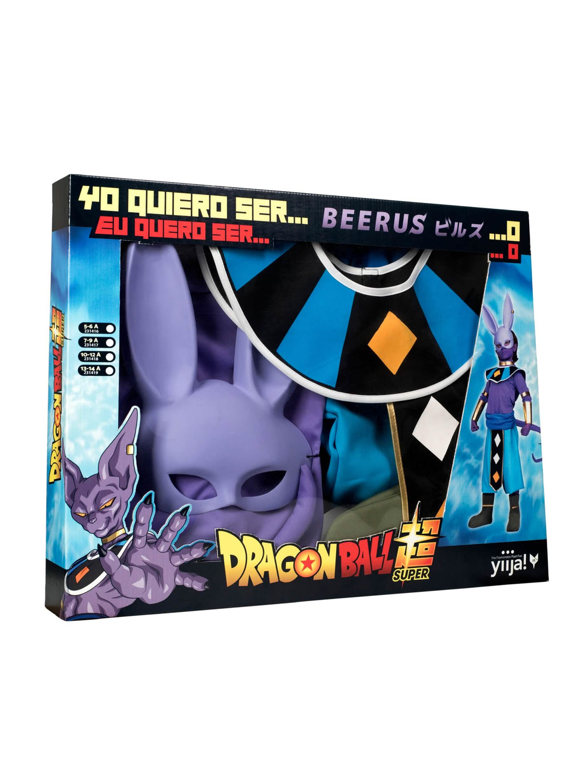 Súprava na kostým s maskou Beerus Dragon Ball