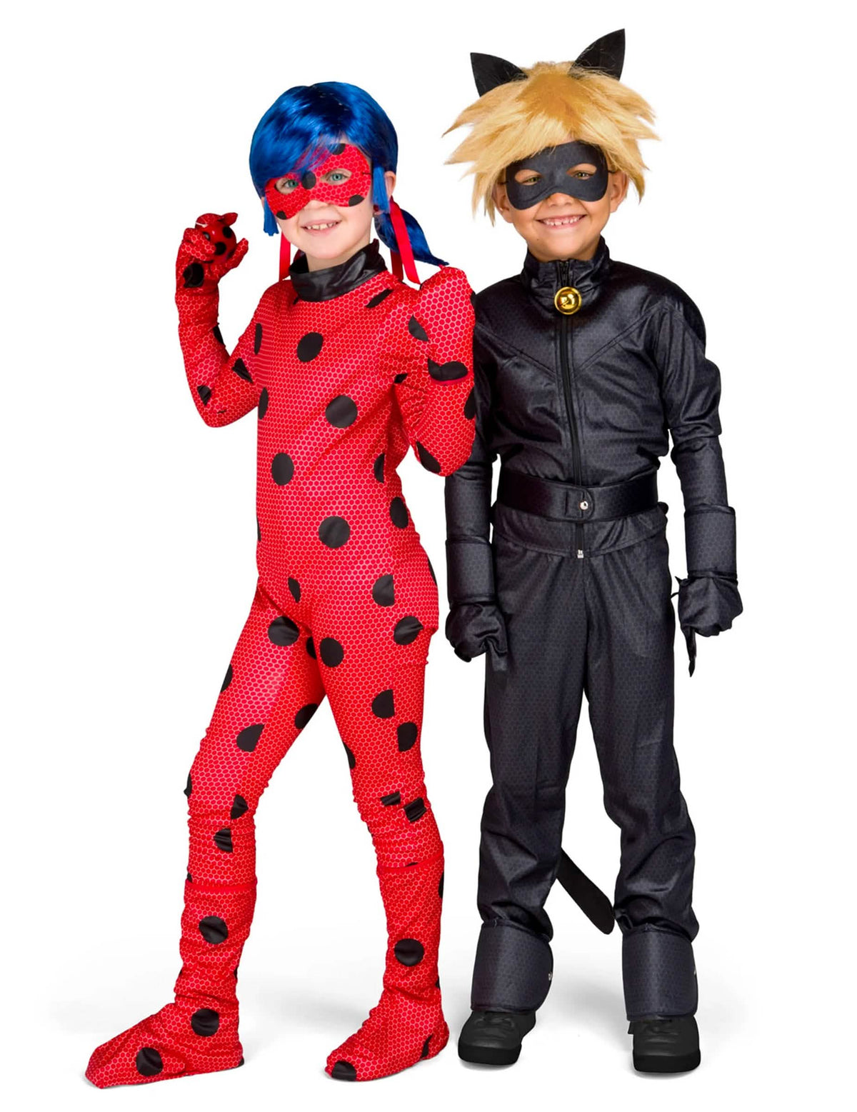 Celkový pohľad s mačky čierna na kompletný kostým Ladybug Miraculous™ pre dieťa