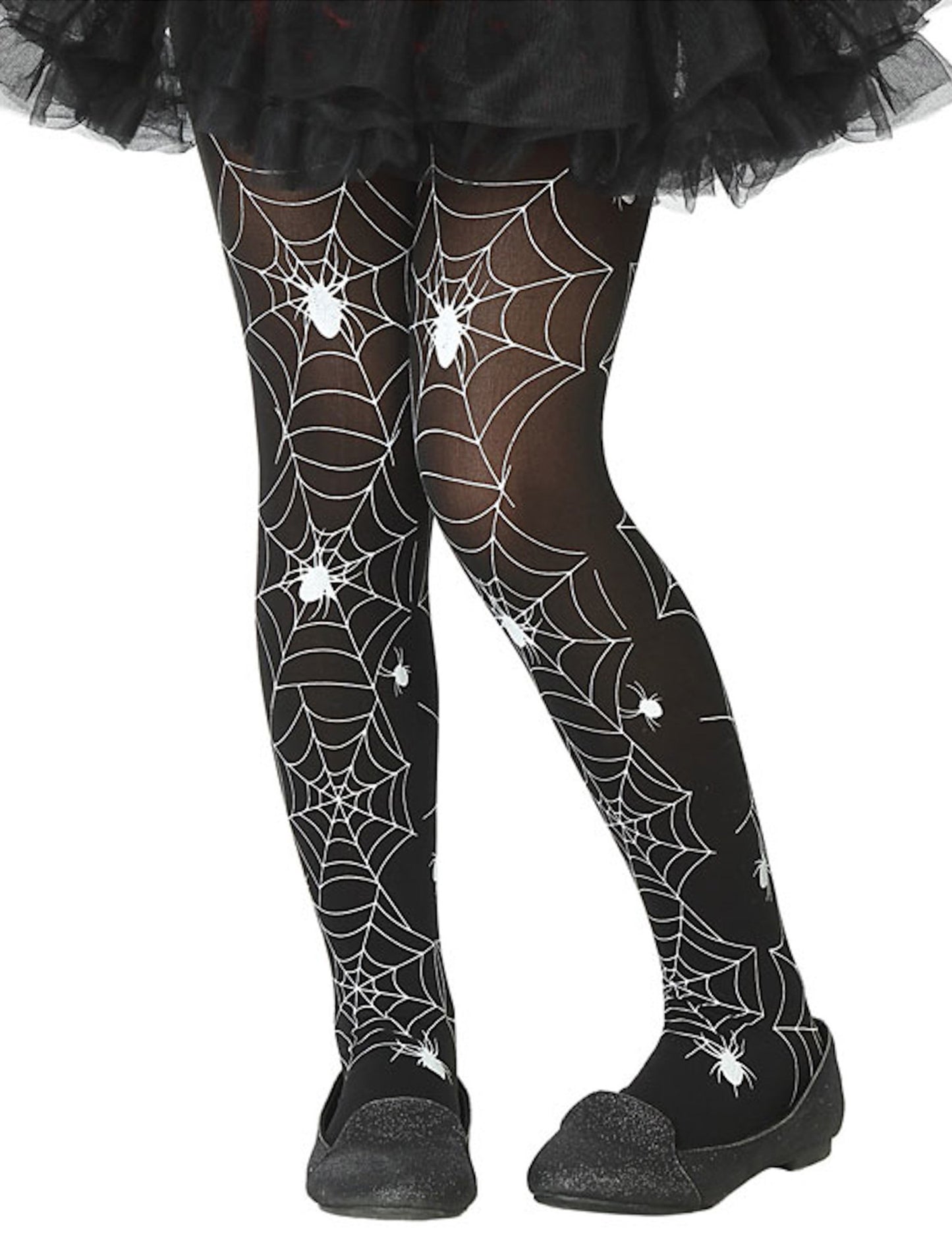 Collant toile d'araignée pour enfant noir et blanc