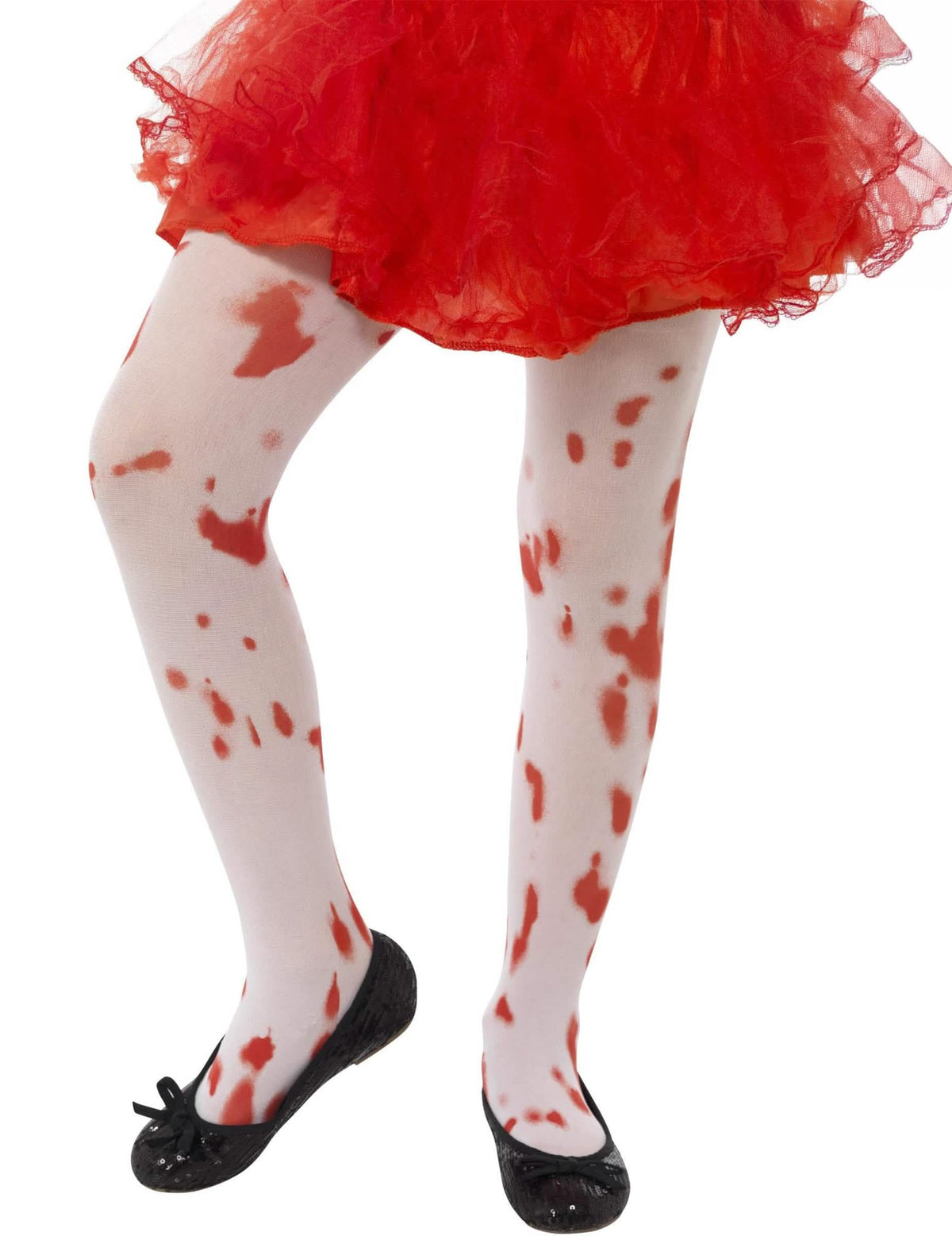 Veľký detail krvavých škvŕn na zakrvavených pančuchách halloween pre dieťa