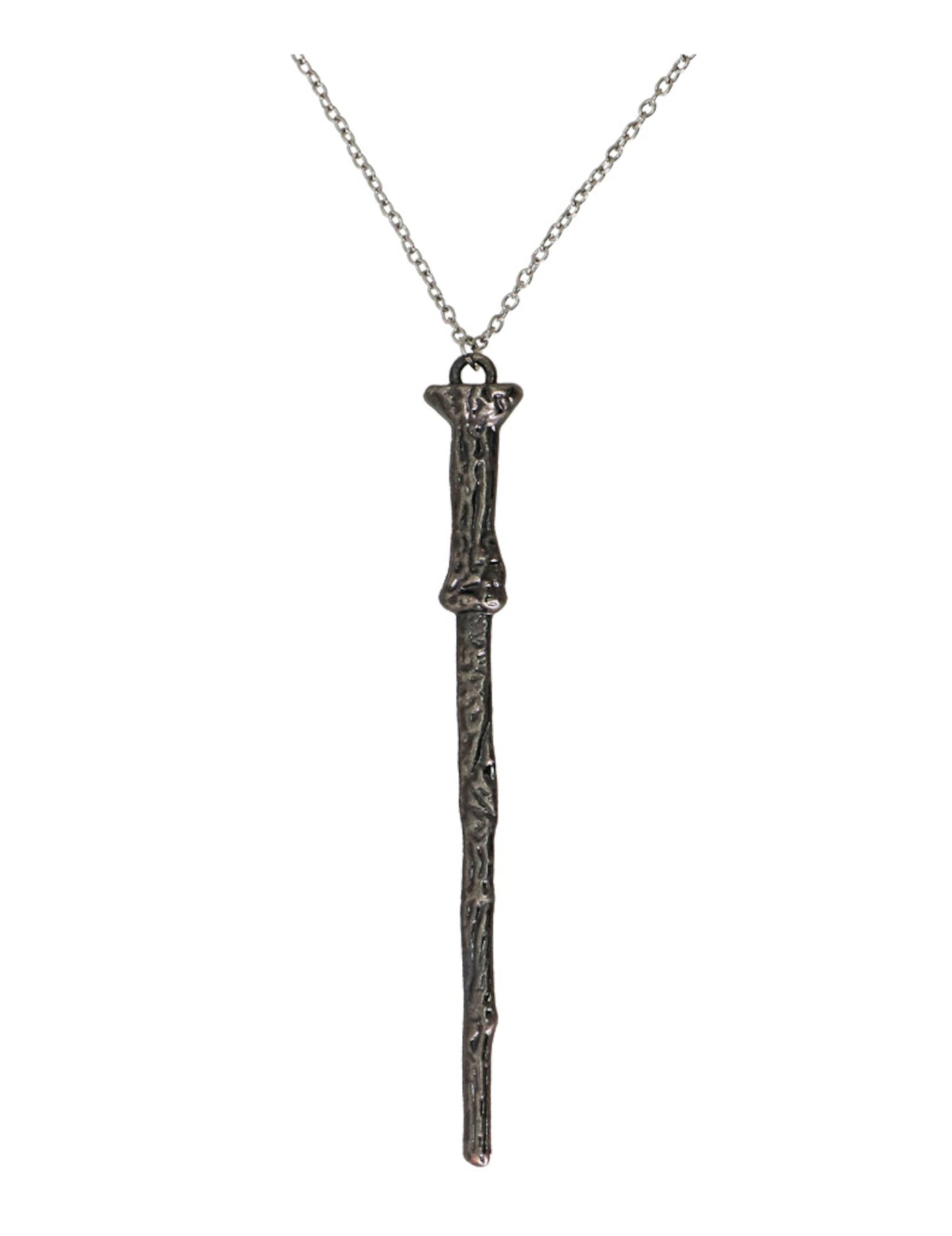 Collier baguette de sorcier pour adulte argenté vieilli