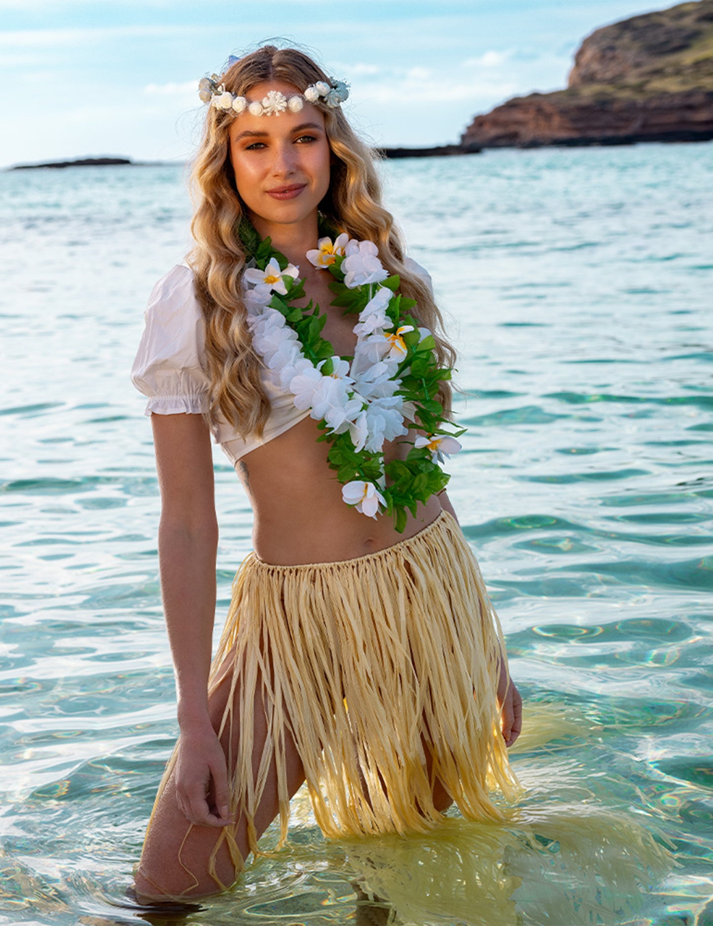 Biele a dospelé biele kvety náhrdelník