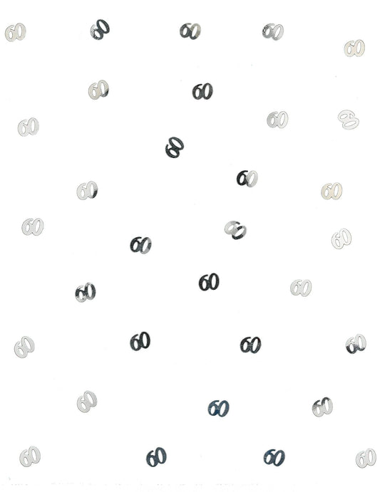 Vue d'ensemble des confettis de table 60 pour anniversaire