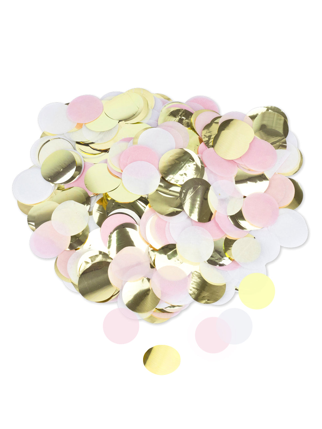 Ružové, biele a zlaté papierové konfety 3 cm na dekoráciu stola