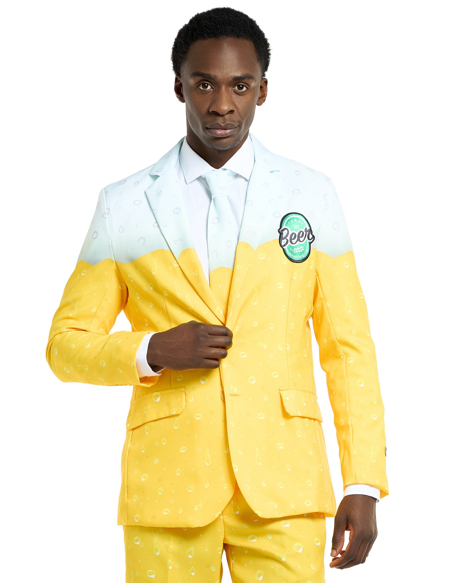 Kostým Mr žlté pivo nasledovali dospelí