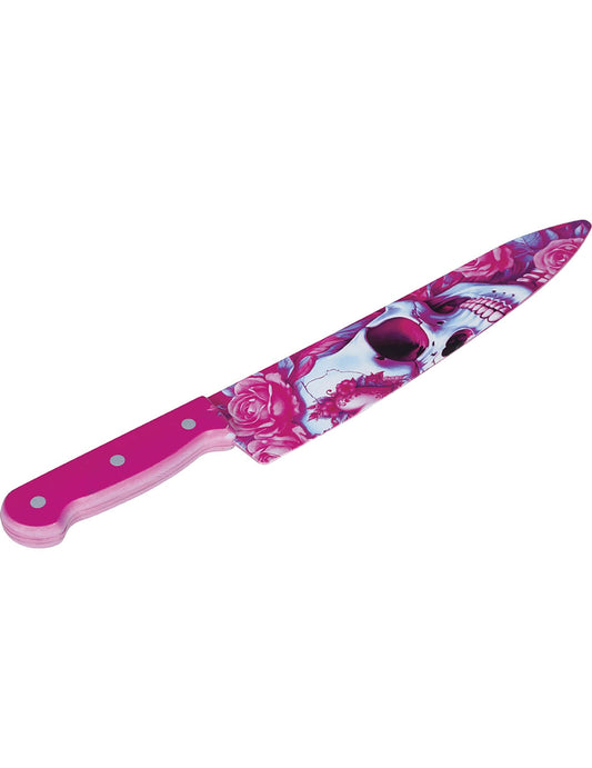 Ružový nož s lebkou 35 cm