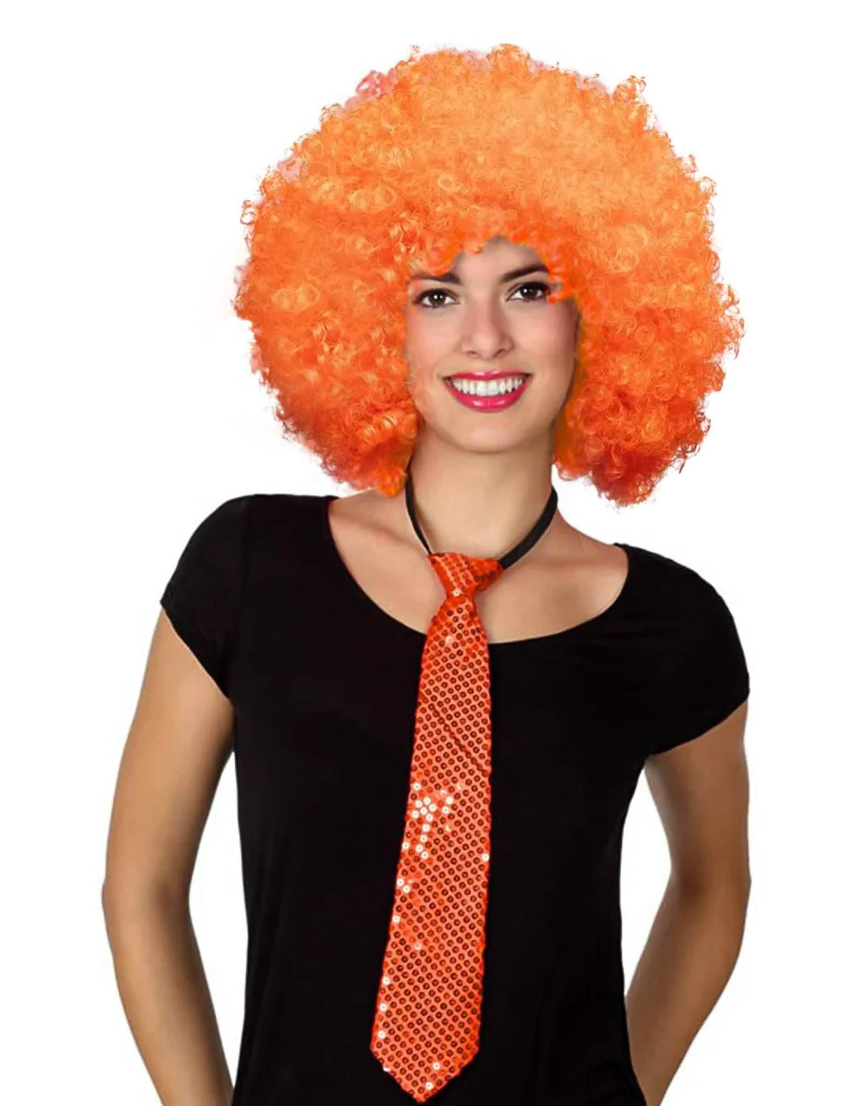 Oranžová kravata so flitrami pre dospelého