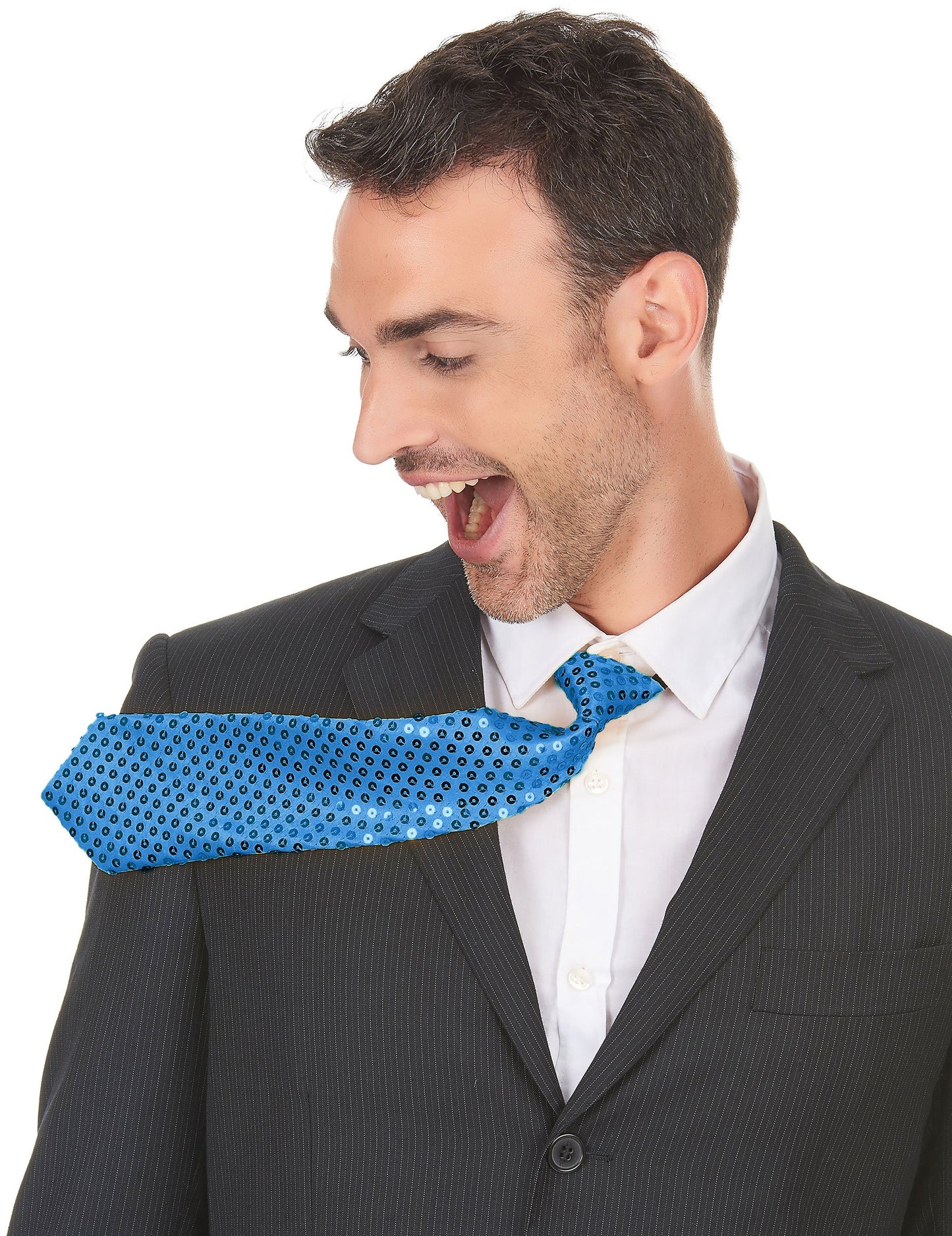 Modrá kravata s dospelými flitrami