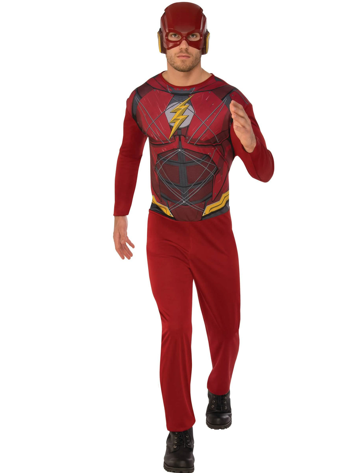 Klasický kostým Flash pre dospelého červená s logom žltý blesk