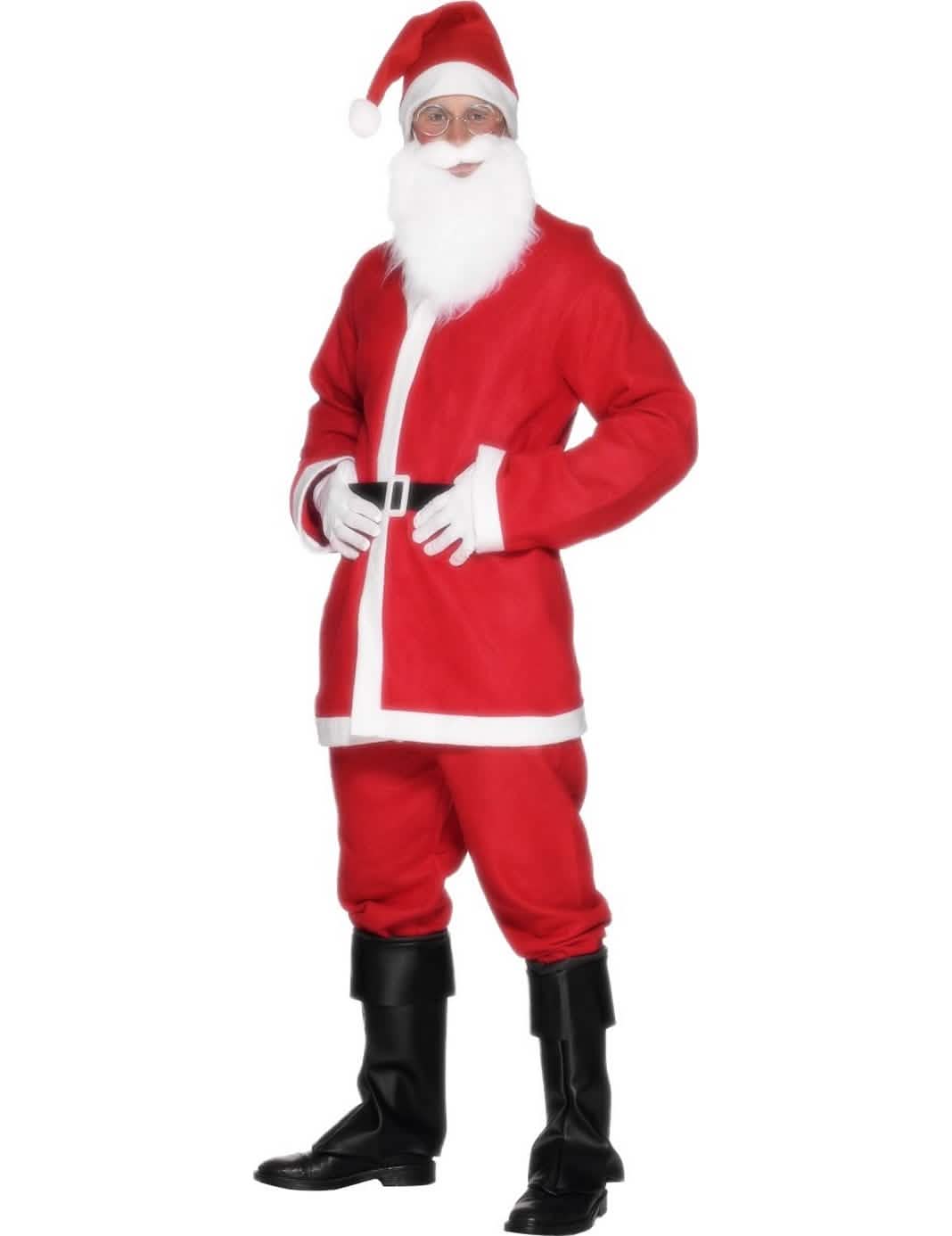 Kostým santa claus pre muž červená a biela s bradou a čiapkou