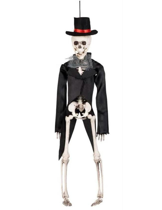 Vue de face du squelette à suspendre marié gothique pour Halloween