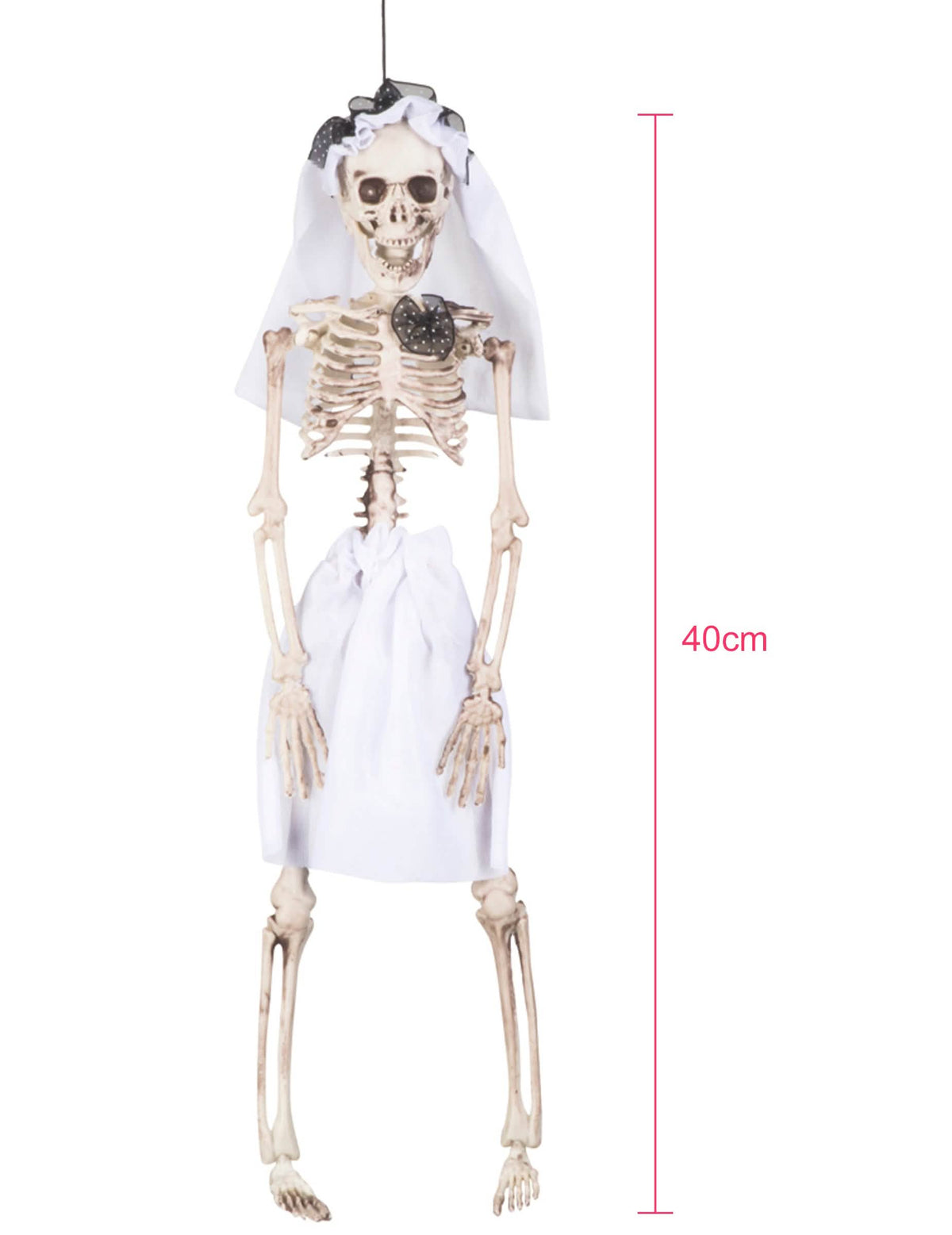 Označenie výšky zavesenej dekorácie nevesty kostry na halloween